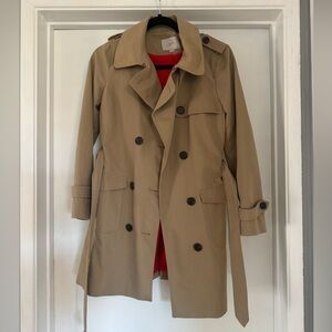 LOFT trench coat- size 2P camel color shell with orange lining. FREE SHIPPING